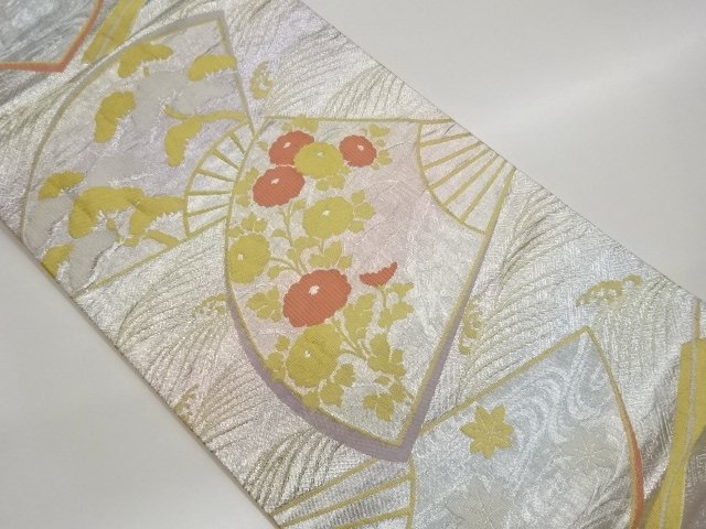 JAPANESE KIMONO / FUKURO OBI / WOVEN FOLDING FAN & FLOWER 